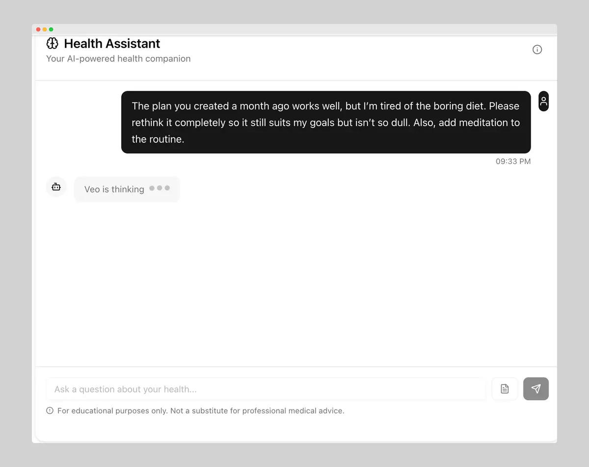 Chat with Veo - Your AI health coach that learns and adapts