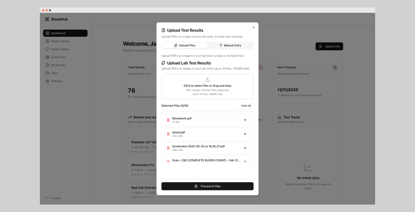 Upload Process Interface - Drag & drop upload with format support